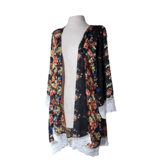 Relipop Kimono Black Size L Lace Trim - Picture 15 of 17